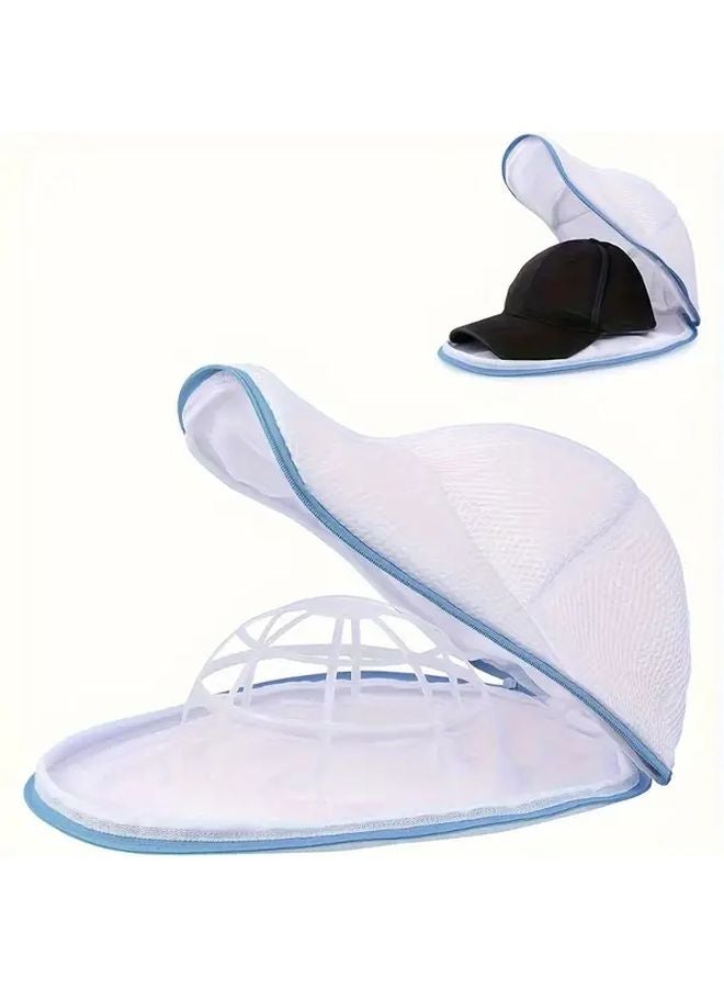 Blue Portable Self Standing Hat And Clothing Washer Protector With Zipper Closure Laundry Cage - Image 2